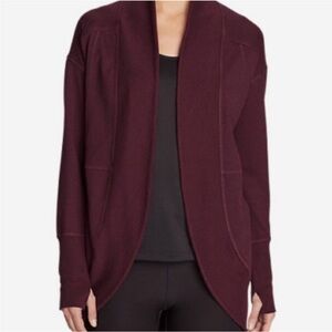 Eddie Bauer Camp Fleece Open Wrap Cardigan - Ruby / Burgundy